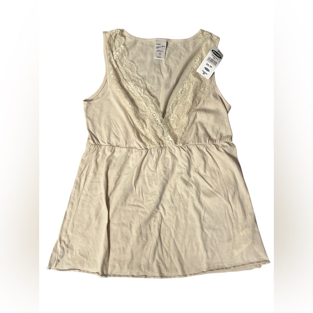 old nave beige XS sleeveless laced blouse